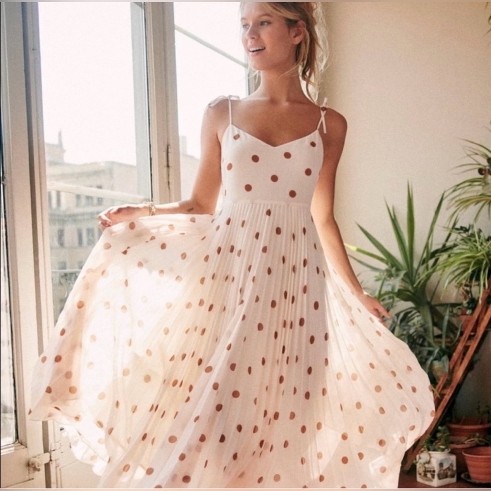 NWOT Sezane Coveted Nissa Polka Dot Midi Dress Sz 2